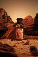 IGNITE OUD perfume bottle with black cap, amber glass, front label visible.
