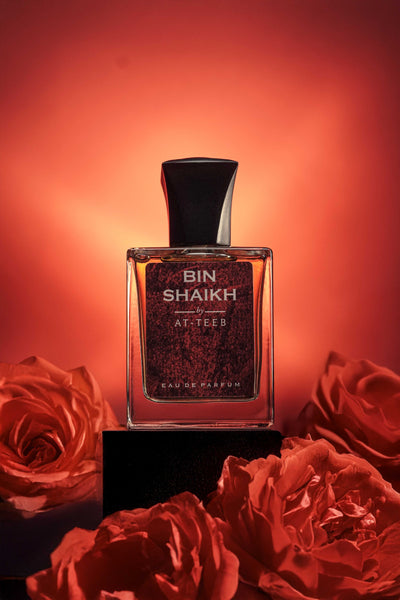 BIN_SHAIKH eau de parfum bottle with black cap, 50ml
