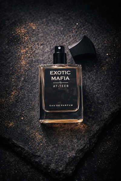 EXOTIC MAFIA Eau de Parfum bottle with black cap, front view